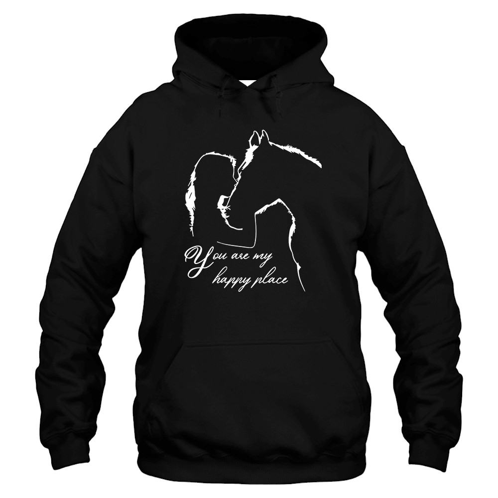 You Are My Happy Place Horse Hoodie - Black