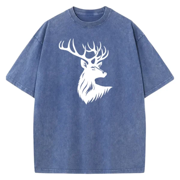 Deer Antler Head Washed Tshirts