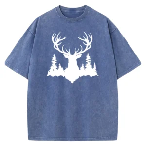 Deer Drawing Cold Washed Tshirts