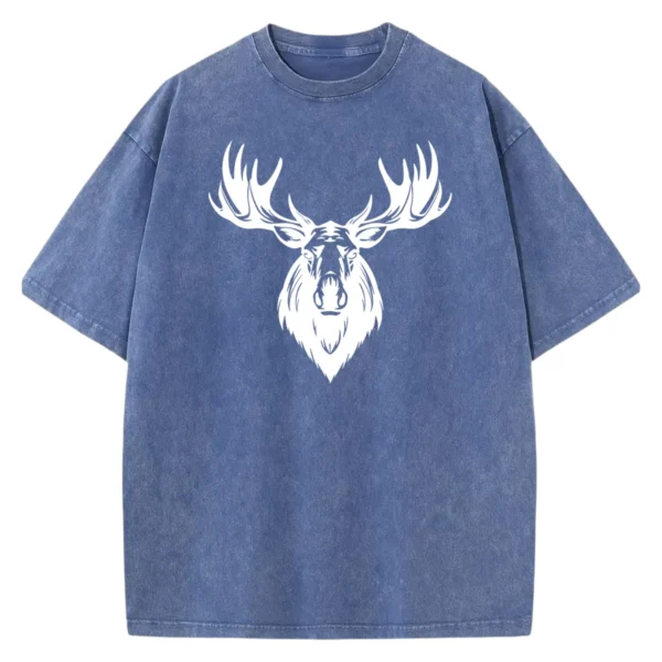 Deer Head Stencil Washed Tshirts