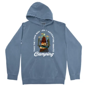 Take The Long Way Home Adventure Awaits Camping Unisex Comfort Colors Hooded Sweatshirt